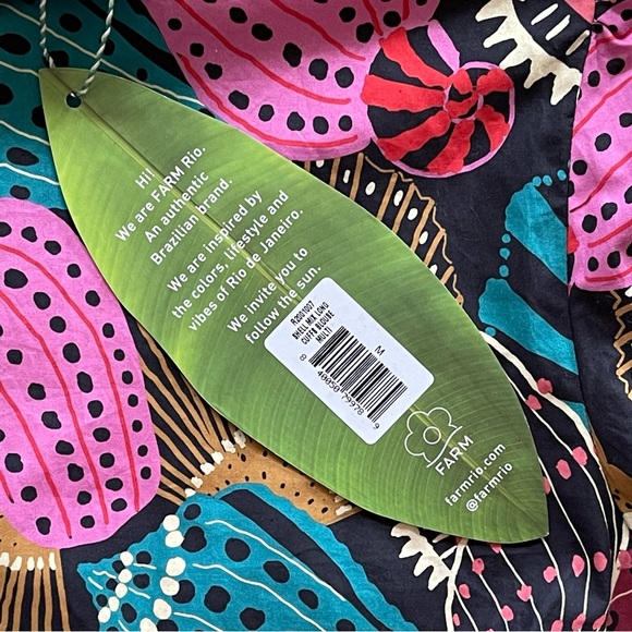 Farm Rio Shell Mix Long Cuff Blouse In Multi Size Medium New With Tags - Picture 7 of 13